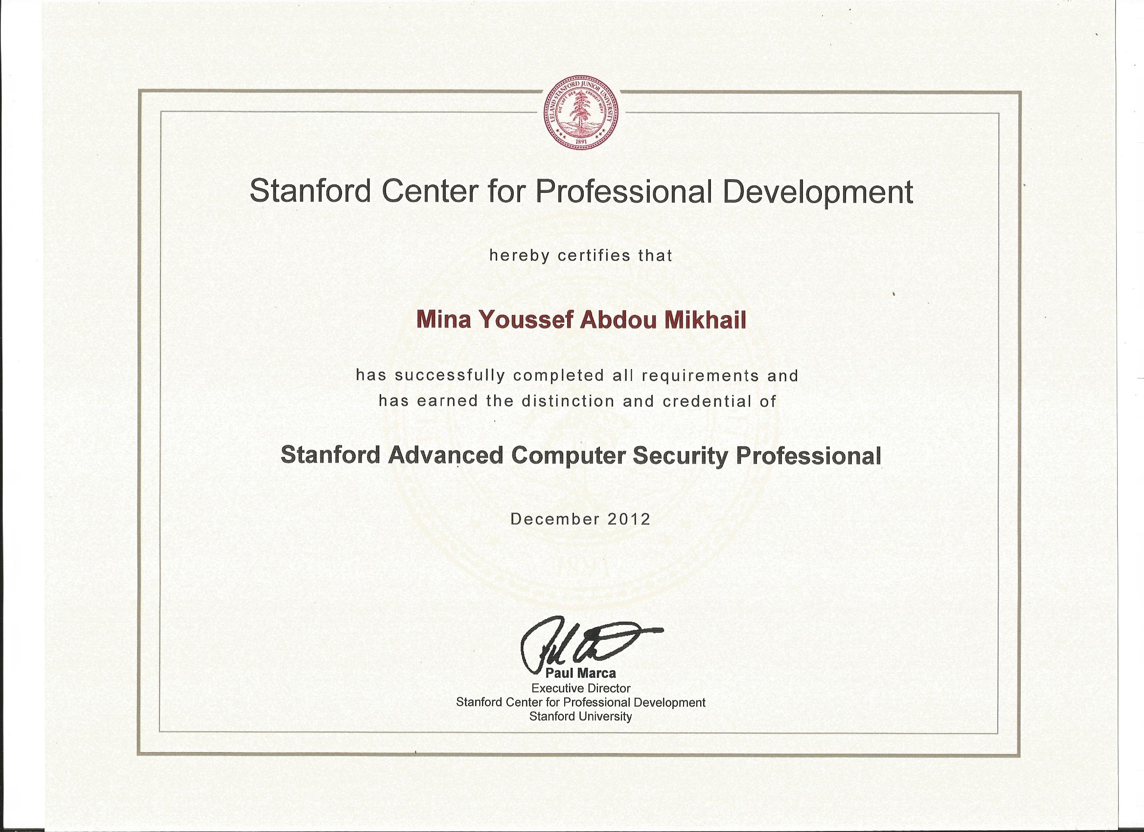 My review on the Stanford Advanced Computer Security Certificate program