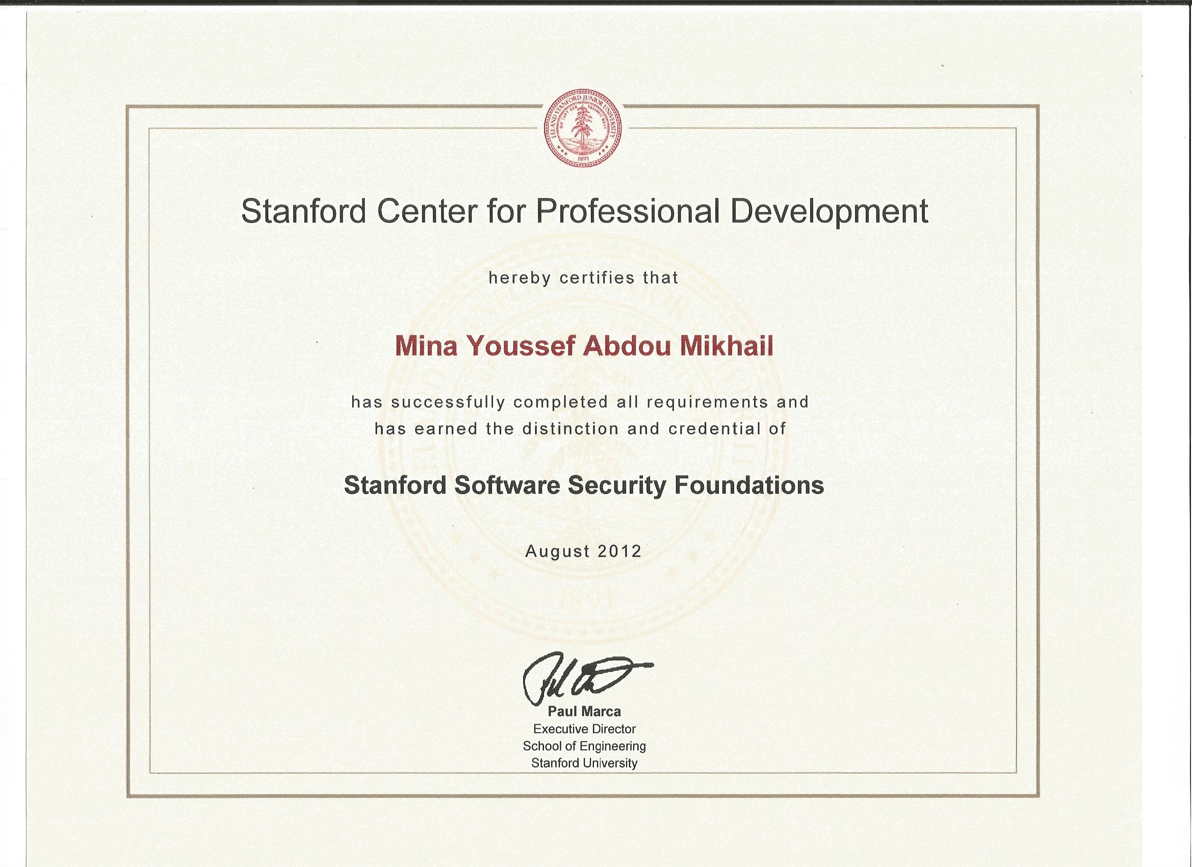 My review on the Stanford Advanced Computer Security Certificate program